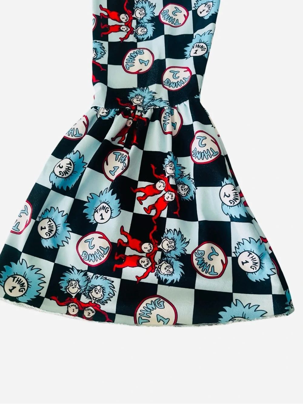 Dr. Seuss thing 1 thing 2 bell bottoms pants 3T checkered flare cat hat used